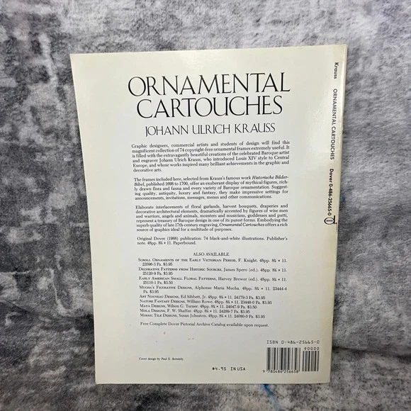 Dover Vtg Johann Ulrich Krauss Ornamental Cartouches Paperback 1988 Baroque Art - Picture 2 of 3